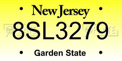 8SL3279 New Jersey License Plate
