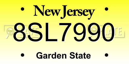 8SL7990 New Jersey License Plate