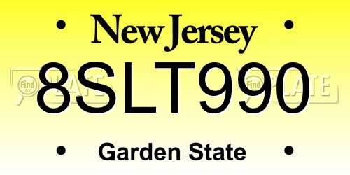 8SLT990 New Jersey License Plate
