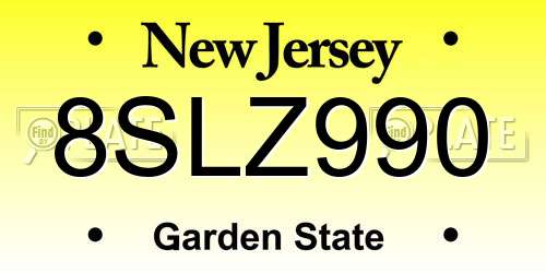 8SLZ990 New Jersey License Plate