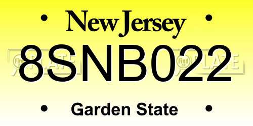 8SNB022 New Jersey License Plate