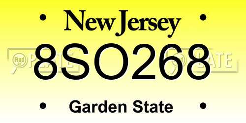 8SO268 New Jersey License Plate
