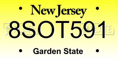 8SOT591 New Jersey License Plate