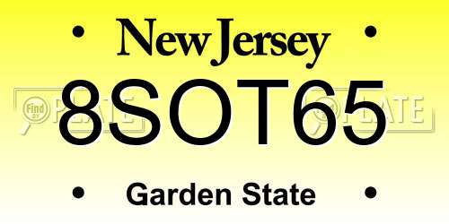8SOT65 New Jersey License Plate