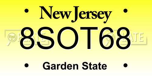8SOT68 New Jersey License Plate