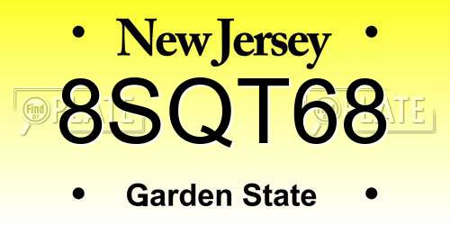 8SQT68 New Jersey License Plate