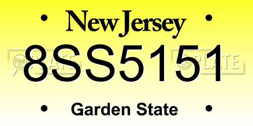 8SS5151 New Jersey License Plate