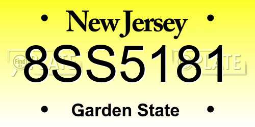 8SS5181 New Jersey License Plate