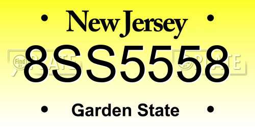 8SS5558 New Jersey License Plate