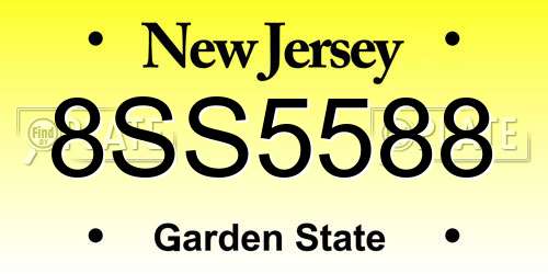 8SS5588 New Jersey License Plate