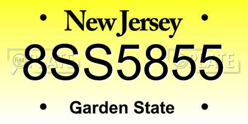 8SS5855 New Jersey License Plate
