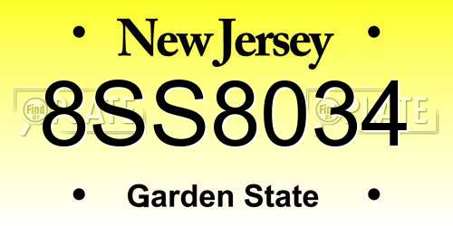 8SS8034 New Jersey License Plate