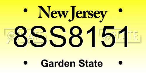 8SS8151 New Jersey License Plate