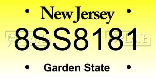 8SS8181 New Jersey License Plate