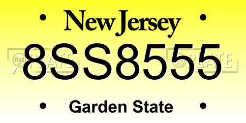8SS8555 New Jersey License Plate