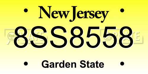 8SS8558 New Jersey License Plate