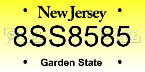 8SS8585 New Jersey License Plate