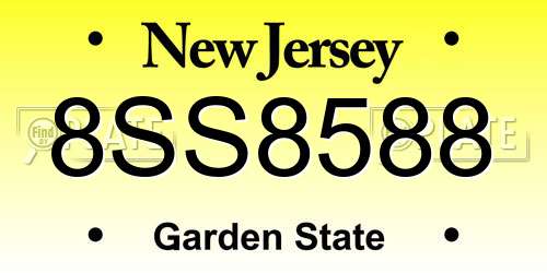 8SS8588 New Jersey License Plate