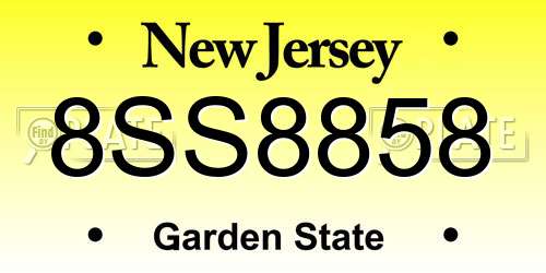 8SS8858 New Jersey License Plate