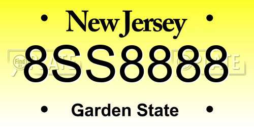 8SS8888 New Jersey License Plate