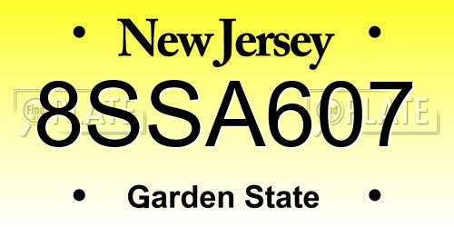8SSA607 New Jersey License Plate