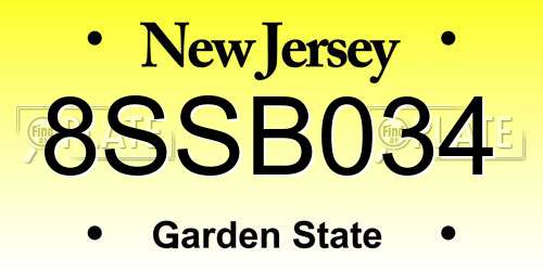 8SSB034 New Jersey License Plate