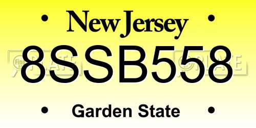 8SSB558 New Jersey License Plate
