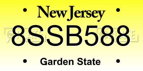 8SSB588 New Jersey License Plate