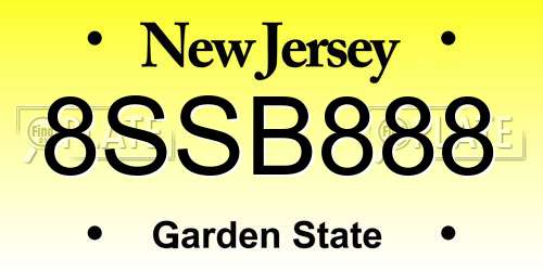 8SSB888 New Jersey License Plate