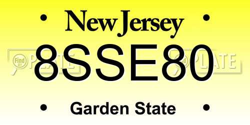 8SSE80 New Jersey License Plate