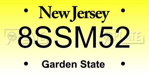 8SSM52 New Jersey License Plate