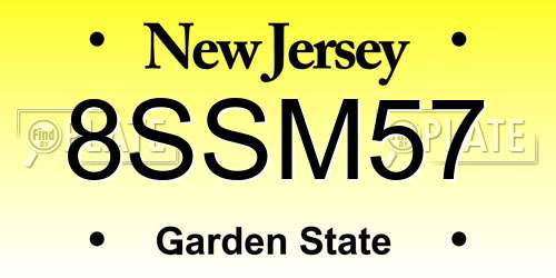 8SSM57 New Jersey License Plate