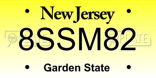8SSM82 New Jersey License Plate
