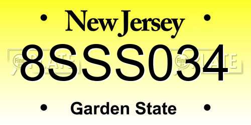 8SSS034 New Jersey License Plate