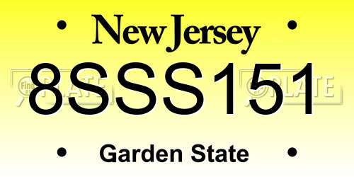 8SSS151 New Jersey License Plate