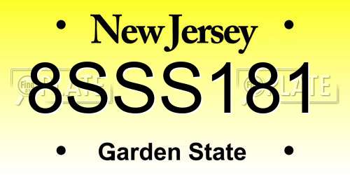 8SSS181 New Jersey License Plate