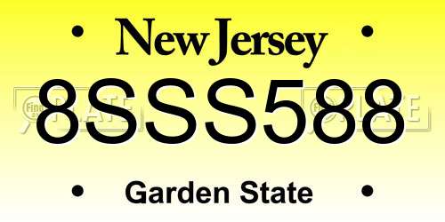 8SSS588 New Jersey License Plate