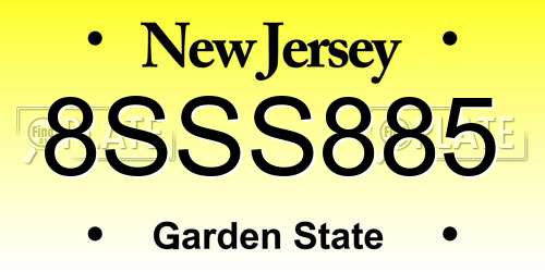 8SSS885 New Jersey License Plate