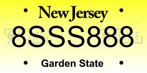 8SSS888 New Jersey License Plate