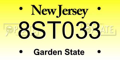 8ST033 New Jersey License Plate
