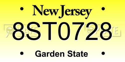 8ST0728 New Jersey License Plate