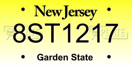 8ST1217 New Jersey License Plate