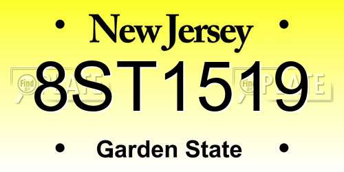 8ST1519 New Jersey License Plate