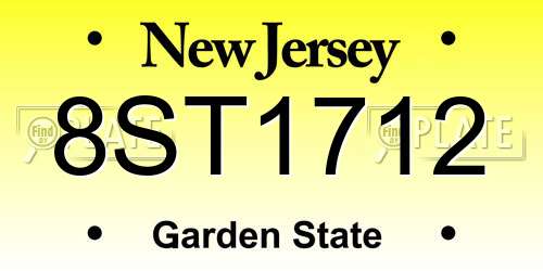 8ST1712 New Jersey License Plate