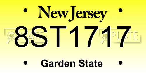 8ST1717 New Jersey License Plate