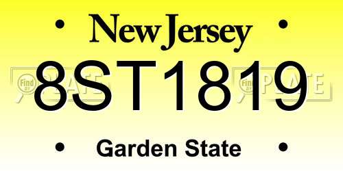 8ST1819 New Jersey License Plate