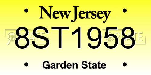 8ST1958 New Jersey License Plate