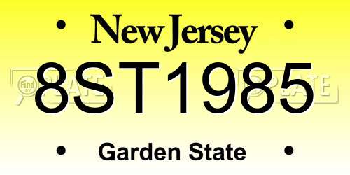 8ST1985 New Jersey License Plate