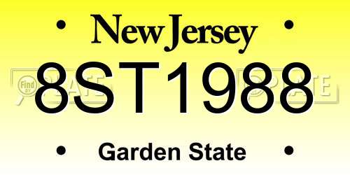 8ST1988 New Jersey License Plate