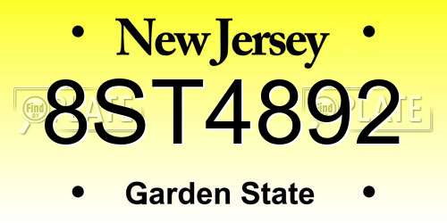 8ST4892 New Jersey License Plate